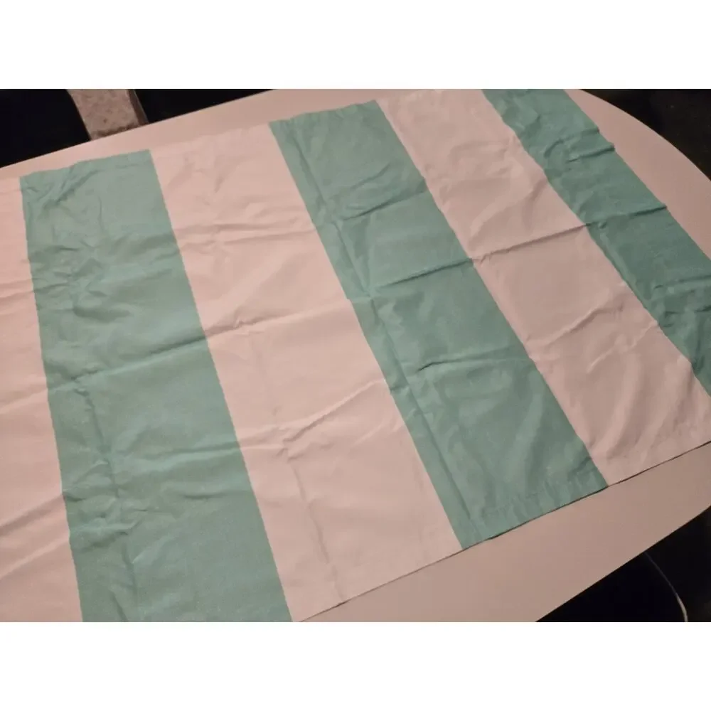 Your Zone Cabana Stripe Curtain Panels Mint Aqua White 30x84 Set of 3